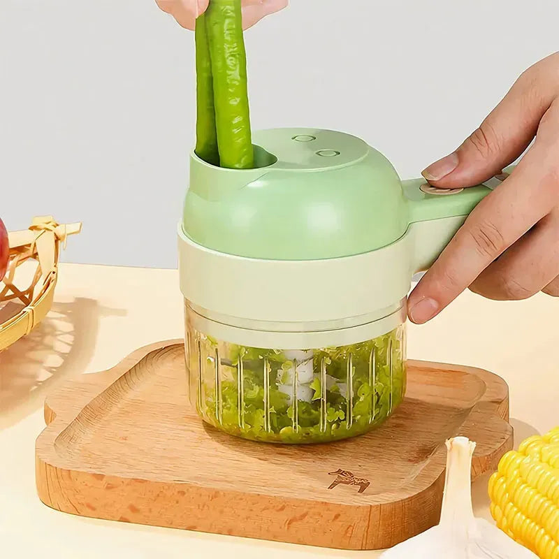 Rechargeable 4-in-1 Electric Vegetable Cutter | ریچارج ایبل 4-ان-1 الیکٹرک ویجیٹیبل کٹر