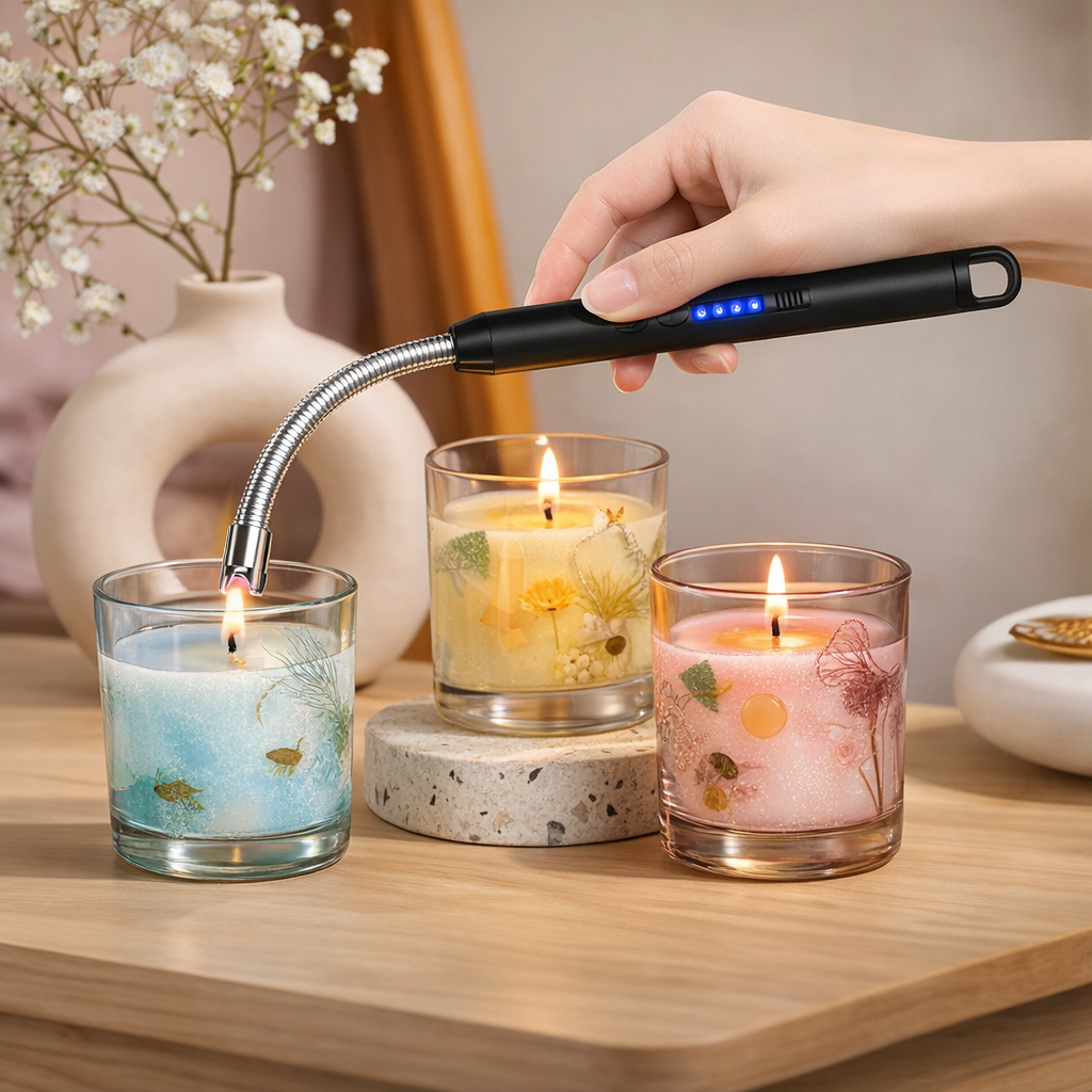 USB Rechargeable Arc Lighter – 360° Flexible, Windproof, Waterproof Safety Lock