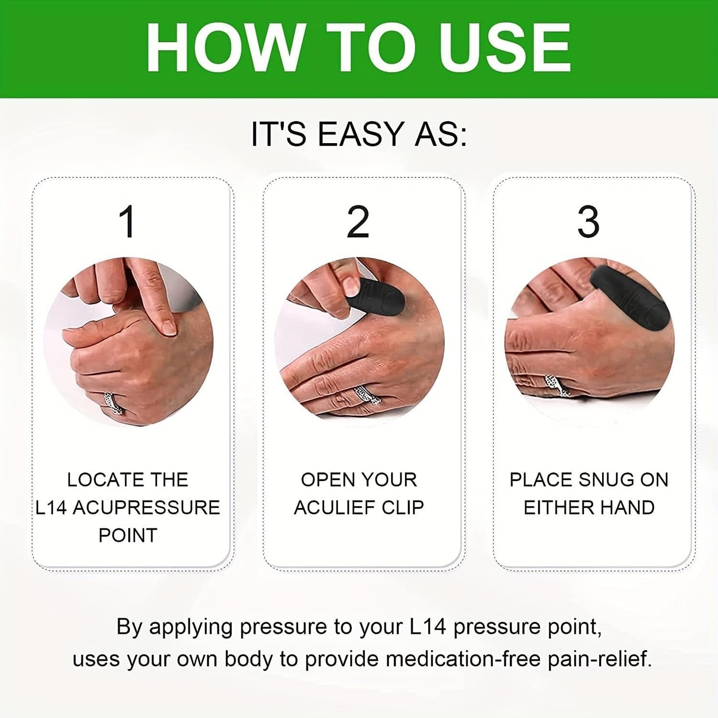 Sugar Control LI4 Acupressure Point Clip Wearable – Supporting Acupressure Relaxation, Stress Alleviation, Tension Relief and Headache Relief Hand Clip Migraine Pressure Point Clip