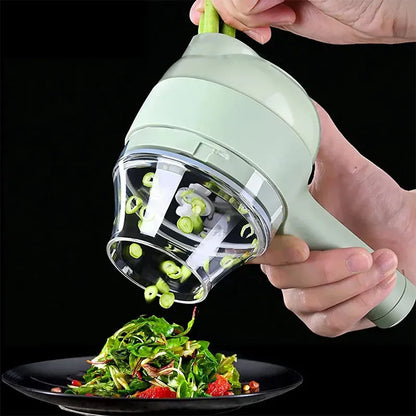 Rechargeable 4-in-1 Electric Vegetable Cutter | ریچارج ایبل 4-ان-1 الیکٹرک ویجیٹیبل کٹر